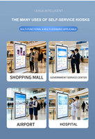 Kiosque de libre-service numérique IA avec écran tactile HD, terminal tout-en-un, lecteur de codes-barres, pour demandes, paiements et impressions en intérieur, aéroports et centres commerciaux