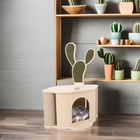 Maison pour chat OEM écologique, style condo créatif avec sisal, bois et matériau PC, jouets interactifs et d'activités pour animaux de compagnie d'intérieur, griffoir