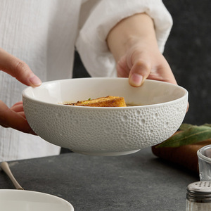 Rock Customized White Porcelain Noodle <b>Soup</b> Salad Bowls Sustainable Dinnerware Europe Design Style Party Food Serving Ceramic - Product Image 4