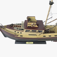 Bateau de Chasse au Requin Orca en Bois de 37 cm, Modèle inspiré du film 'Jaws' de Steven Spielberg, Décoration Nautique Rustique et Antique, Vente en Gros
