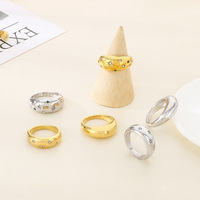 Bague en acier inoxydable à la mode avec diamants, style froid, géométrie circulaire, électroplaquée, bijoux pour femmes, vente en gros