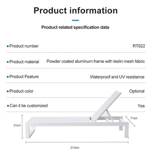 Trắng bãi biển hồ bơi sân vườn đồ nội thất ngoài trời nhôm hồ bơi Chaise Sun Lounger ghế cho bên ngoài - Product Image 2