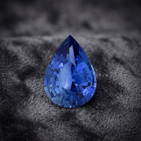 Saphir bleu de laboratoire de haute clarté, taille poire, pierre précieuse en vrac, tailles personnalisées pour la conception et la fourniture de bijoux