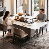 Table à manger élégante et intelligente avec réfrigérateur intégré, zone de congélation et éclairage LED pour cour et balcon