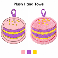 Serviette de toilette en peluche mignonne en forme de hamburger, brodée, séchage rapide, personnalisable