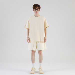 Haute qualité hommes Hip Hop surdimensionné T-Shirt de luxe blanc coton lourd goutte épaule poids lourd personnalisé Streetwear tricoté - Product Image 1