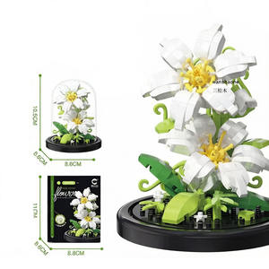Kit de construction de fleurs en blocs DIY avec dôme anti-poussière, décoration d'espace <span class=keywords><strong>zen</strong></span>, modèle de micro-paysage créatif, ornement pour la maison ou le bureau - Product Image 4