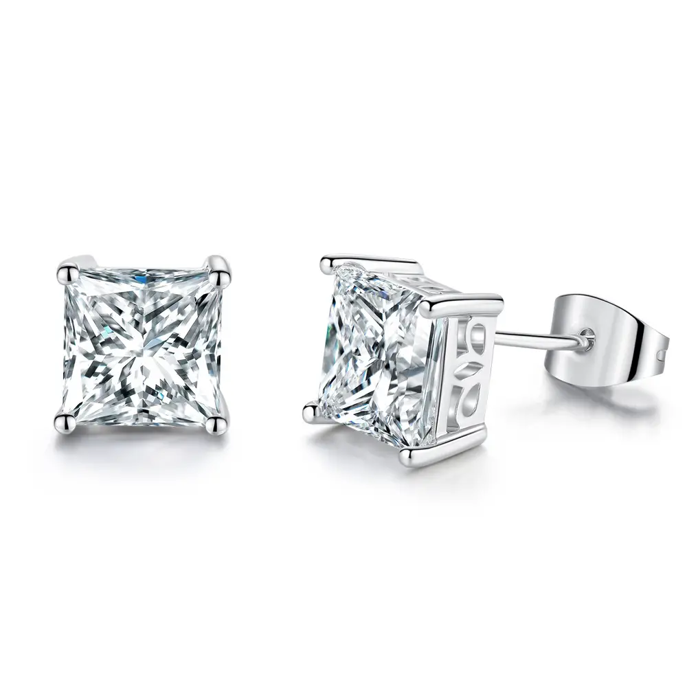 Quadrate Platinum Plated Zircon Geometric Stud Earrings for women 2023 Temperament Fashion crystal Accessories E279
