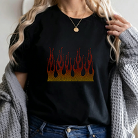 Transferts thermocollants personnalisés en strass motif flamme pour T-shirt