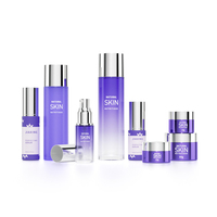 Bouteille en verre cosmétique de luxe givrée ronde verte Toner Essence sérum Lotion crème cosmétique avec pompe