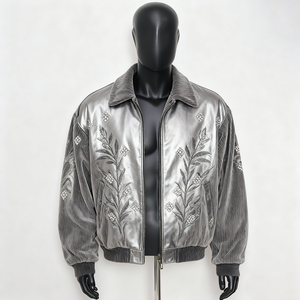 <span class=keywords><strong>Giacca</strong></span> Invernale Vintage in Pelle PU Rossa Personalizzata con Design Frontale Luccicante con <span class=keywords><strong>Paillettes</strong></span>, Lussuosa ed Ecologica per <span class=keywords><strong>Uomo</strong></span> - Product Image 3