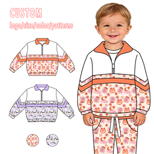 Ensemble de vêtements d'Halloween personnalisés pour tout-petits garçons et filles, sweat-shirt à demi-zip et pantalon de jogging imprimés citrouille, fantôme, chauve-souris - Product Image 3