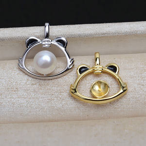 Pendentif Tigre du Zodiaque en Argent S925 avec Plateau Vide pour Perle 8-9 mm, Accessoires de Bijoux DIY pour Femme, Tigre Or Rose Année 4875 - Product Image 2