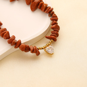 Bohemian Đầy Màu Sắc Không Thường Xuyên Tự Nhiên Đá Sỏi Vòng Đeo Tay Handmade Đính Cườm Thép Không Gỉ Chuỗi Pha Lê Vòng Đeo Tay Trái Tim - Product Image 4