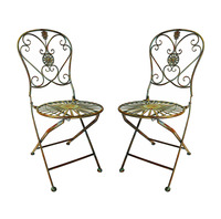 Ensemble de 3 chaises et tables de bistrot en fer antique pour balcon et mobilier de jardin