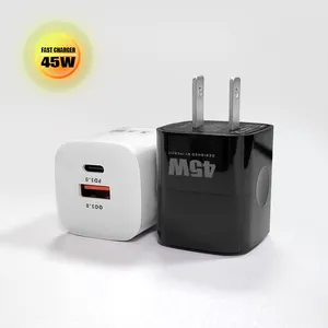 45w Fast Charger Pd Dual Type C USB A US Plug CE Approved Phone Charging For S23 S24 Laptop