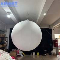 Boule gonflable blanche suspendue avec lumière LED, sphère gonflable géante suspendue au plafond pour la décoration de festival de musique