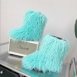 Stivali Invernali <span class=keywords><strong>da</strong></span> Donna in Finta Pelliccia Soffice, Caldi Stivali <span class=keywords><strong>da</strong></span> <span class=keywords><strong>Neve</strong></span> di Lusso, <span class=keywords><strong>Calzature</strong></span> Pelose alla Moda per Ragazze - Product Image 4