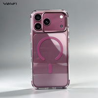 Étui magnétique fin transparent VAWI B569 avec béquille métallique pour iPhone 13/14/15/16/17, anti-rayures, 2000Gs, vente en gros personnalisée