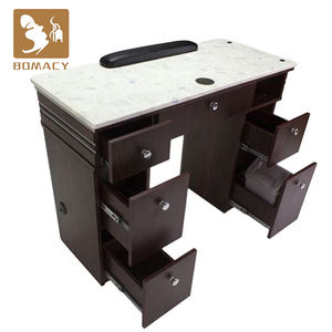 Table de <span class=keywords><strong>manucure</strong></span> vintage marron avec tiroirs pour utilisation en magasin d'ongles - Product Image 3