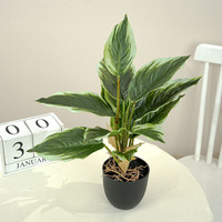 Tanaman Laba-laba Buatan dalam Pot, Tanaman Hias Palsu Aglaonema Daun Sutra, Ornamen Meja Tahan UV, Dekorasi Lanskap