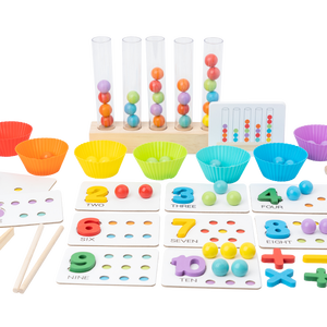 Jeu éducatif en bois pour enfants : jeu <span class=keywords><strong>de</strong></span> correspondance <span class=keywords><strong>de</strong></span> perles en tubes à essai pour l'apprentissage précoce <span class=keywords><strong>de</strong></span> l'arithmétique et le développement cognitif - Product Image 1