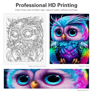 Pintura por Números para Adultos, Kits <span class=keywords><strong>de</strong></span> Búho, Lindos <span class=keywords><strong>Animales</strong></span>, Imagen <span class=keywords><strong>con</strong></span> Números, Manualidades, Regalo para Decoración del Hogar, 40x50cm - Product Image 5