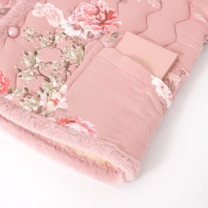 Chaleco Estilo Chino con Ribete de Terciopelo, Estampado Floral Azul Claro con Botones al Frente, Prenda Esencial Chic de Invierno para Mujeres de Mediana Edad - Product Image 2