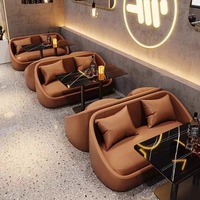 Meubles commerciaux modernes en cuir/métal pour restaurant, bar, bistrot, café : combinaison canapé, table et chaises murales