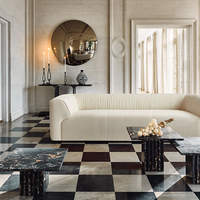 Meubles de maison en forme de I Ensemble de canapé 3 places Salon Love-seat Canapé Tissu Chaise longue moderne Blanc