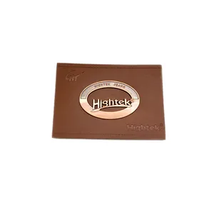 Fashion design embossed branded logo custom metal pu leather patch label tag for clothing