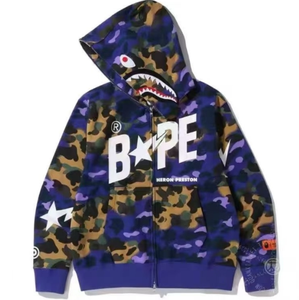 Felpa con Cappuccio e Zip per Coppia Ape Camouflage Ricamata, Versione High-End con Doppio/Singolo Cappuccio, Giacca Felpa Uomo Shark - Product Image 3