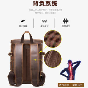Mochila de Viaje para Hombre Andong de Cuero de Grano Completo, para Laptop de 13 Pulgadas, de Cuero Vacuno Genuino, Gran Capacidad, Bolsa de Hombro para Hombre - Product Image 5