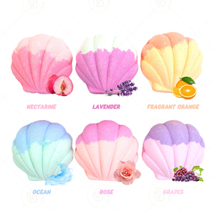 Bombes de bain effervescentes véganes écologiques faites à la main, blanchissantes, hydratantes, relaxantes, en forme de coquille colorée, logo personnalisé, lot de 6, hôtel, <span class=keywords><strong>spa</strong></span> - Product Image 2
