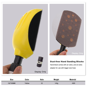 Bloc de ponçage manuel en PU jaune de 6 pouces à trous multiples, support sans poussière avec fixation auto-agrippante pour ponçage à la main du bois et du métal - Product Image 5