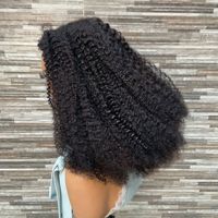 Perruque en cheveux humains premium Afro Kinky Curly avec closure en dentelle 5x5, 20 pouces, boucles serrées, texture naturelle crépue, multicolore