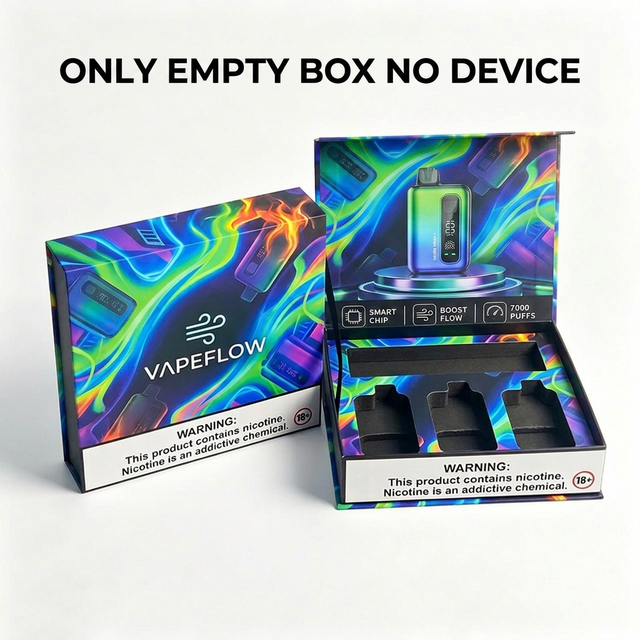 Custom Printed Empty Child Resistant Cartridge Packaging Box with EVA Insert for Cigarette Accessories