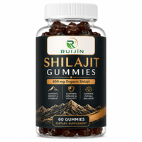 Gummies de pectine de Shilajit de l'Himalaya OEM Ruijin 600mg pour adultes, soutien immunitaire, saveur framboise