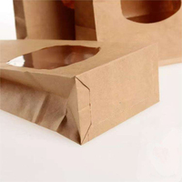 Sac de boulangerie en papier kraft brun écologique imprimé sur mesure avec poignées plates et fenêtre, pochette d'emballage pour pain de qualité alimentaire pour boulangerie