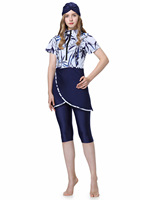 Groothandel Hoge Kwaliteit Dames Moslim Badkleding Crop Short Burkini Bescheiden Zwempak met Rits Vooraan 3-delig Islamitische Strandkleding