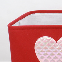 Ensemble de 3 paniers de rangement pour jouets écologiques et mignons en polyester matelassé avec poignées, imprimé cœur, pour chambre d'enfant, chambre à coucher, placard