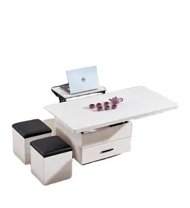 Factory Hot Selling Multifunctionele Verstelbare Hoogte Houten Tafel En Stoel Set Thuis Kantoor Vouwen Opslag Koffie Bureau Set