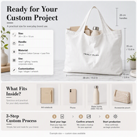 Sac fourre-tout en toile de coton naturel moyen avec logo imprimé personnalisé et longue anse pour campagne publicitaire, fabrication OEM
