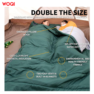 WOQI Nouveau 3-en-1 Adulte <span class=keywords><strong>Double</strong></span> <span class=keywords><strong>Sac</strong></span> <span class=keywords><strong>de</strong></span> <span class=keywords><strong>Couchage</strong></span> <span class=keywords><strong>Grand</strong></span> Bloc <span class=keywords><strong>de</strong></span> Couleur <span class=keywords><strong>Sac</strong></span> <span class=keywords><strong>de</strong></span> <span class=keywords><strong>Couchage</strong></span> avec 2 Oreillers Convient pour Camping <span class=keywords><strong>Sac</strong></span> à Dos - Product Image 5