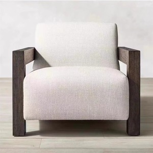 Sillón Individual Minimalista Nórdico con Estructura de Madera Maciza, Sillón Reclinable para Sala de Estar - Product Image 3