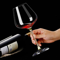 Ensemble de 6 verres à vin en cristal doré de Bourgogne de 600 ml avec pied long, porte-verre, écologique, style américain - Fournisseur IWIN