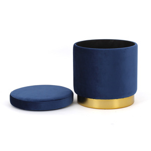 Customized Modern Living Room Fabric <strong>pink</strong> Velvet High Quality Golden Metal Base Ottoman Pouf <strong>Stool</strong> - Product Image 3