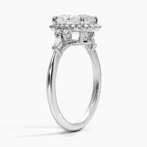 Bague de fiançailles SGARIT en or blanc 18 carats avec diamant de laboratoire ovale 1 carat, double halo et diamants en grappe sur les côtés, pour femme - Product Image 2
