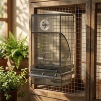 Mangeoire automatique pour perruches, anti-déversement et anti-éclaboussures, distributeur de nourriture pour oiseaux de type trémie, modèle en plastique au design pivoine, fournitures pour oiseaux
