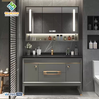 Ensemble de meubles de salle de bain en bois massif moderne OEM avec miroir, montage mural, utilisation en chambre à coucher et en entrepôt, bar à domicile, hôpital, atelier, salle à manger